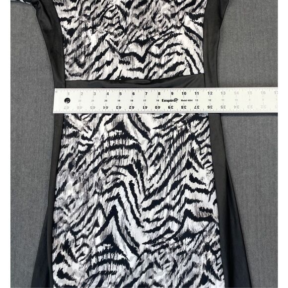 Zebra Print Bodycon Dress Kardashian Kollection Women M Black White Bold Glam - Picture 8 of 14